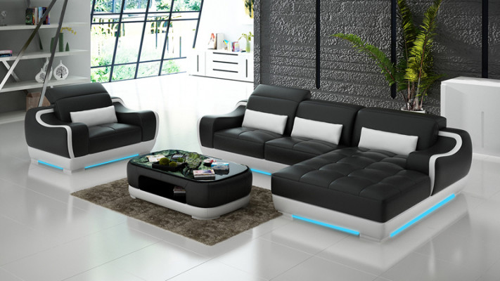 Leather Sofa Couch Living Landscape Corner Sofa + Armchair New Suite Modern Sofa G8025E
