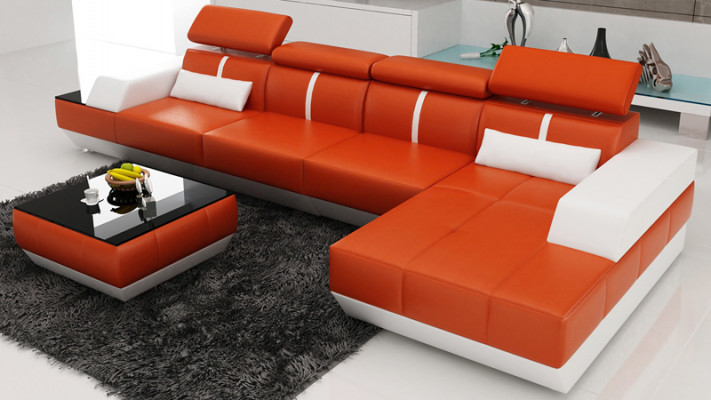 Leather sofa L-shape couch living landscape corner sofa set design modern sofa USB EU