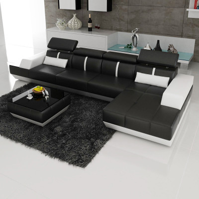 Leather sofa L-shape couch living landscape corner sofa set design modern sofa USB EU