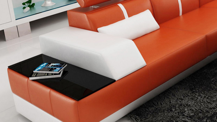 Leather sofa L-shape couch living landscape corner sofa set design modern sofa USB EU