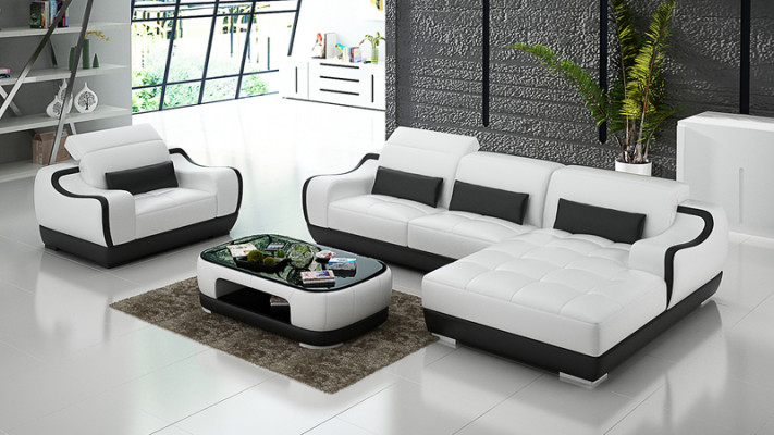 Leather Sofa Couch Living Landscape Corner Sofa + Armchair New Suite Modern Sofa G8025E