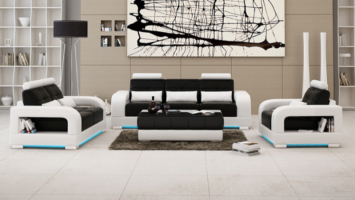 Leather sofa couch suite 3+2+1 seater set design modern sofa with USB