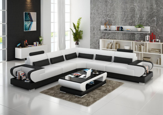 Leather sofa couch living area corner set design modern sofa with USB corner sofa