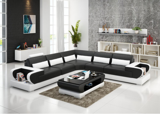 Leather sofa couch living area corner set design modern sofa with USB corner sofa