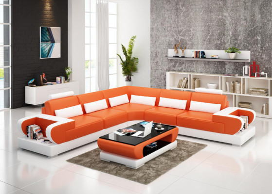 Leather sofa couch living area corner set design modern sofa with USB corner sofa