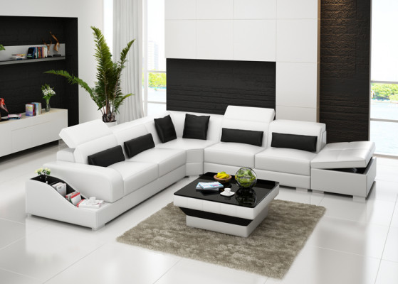 Leather sofa couch living area corner sofa corner design modern sofa with USB