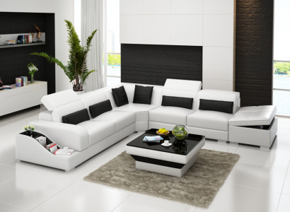 Leather sofa couch living area corner sofa corner design modern sofa with USB