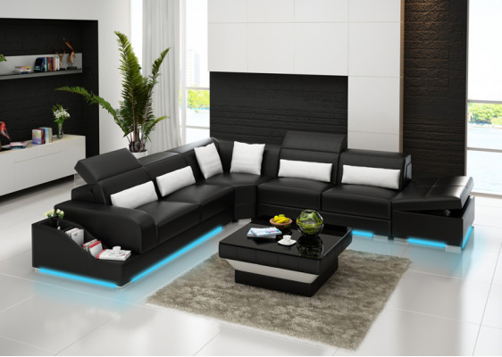 Leather sofa couch living area corner sofa corner design modern sofa with USB