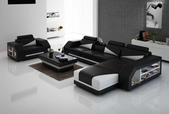 Leather sofa couch living landscape corner sofa L-shaped design modern sofa new G8018F