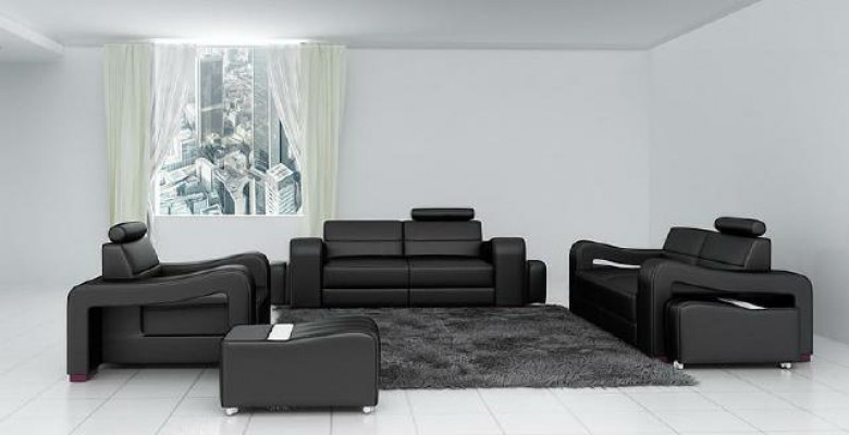 Designer leather sofa set couch sofa seating upholstery suite 3+2+1 set PISA
