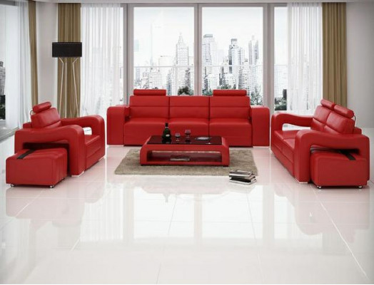 Designer leather sofa set couch sofa seating upholstery suite 3+2+1 set PISA