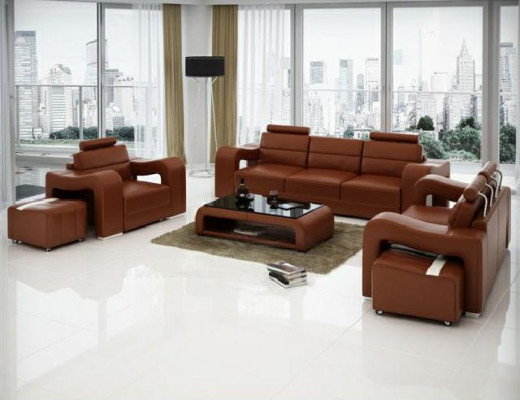 Designer leather sofa set couch sofa seating upholstery suite 3+2+1 set PISA