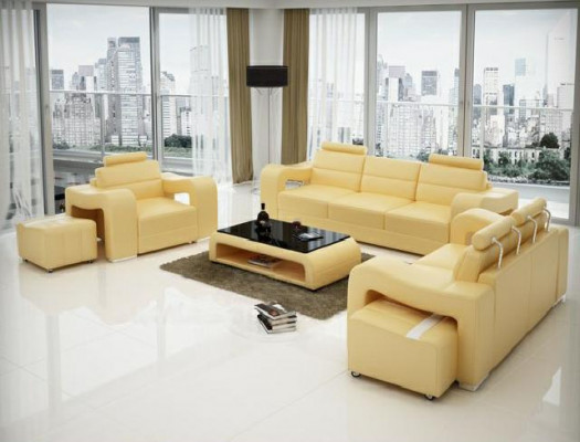 Designer leather sofa set couch sofa seating upholstery suite 3+2+1 set PISA
