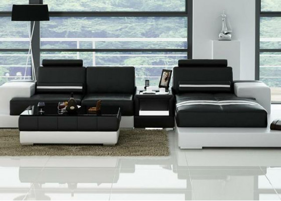 Leather Sofa Corner Sofa Couch Design Seating Upholstery Set Living Landscape 2725B