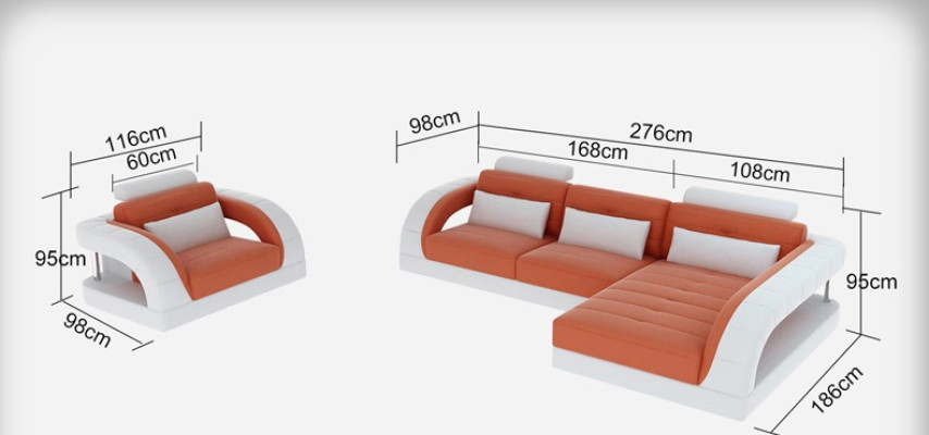 Leather sofa couch living area corner sofa + armchair new set design