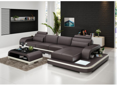 Modern elegant design L-shaped corner leather sofa for timeless living spaces