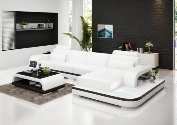 Modern elegant design L-shaped corner leather sofa for timeless living spaces