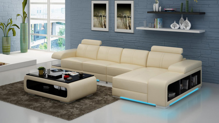 Modern sofa L-shaped leather sectional in beautiful modern designer style