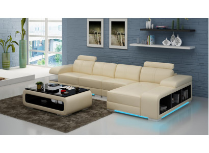 Modern sofa L-shaped leather sectional in beautiful modern designer style