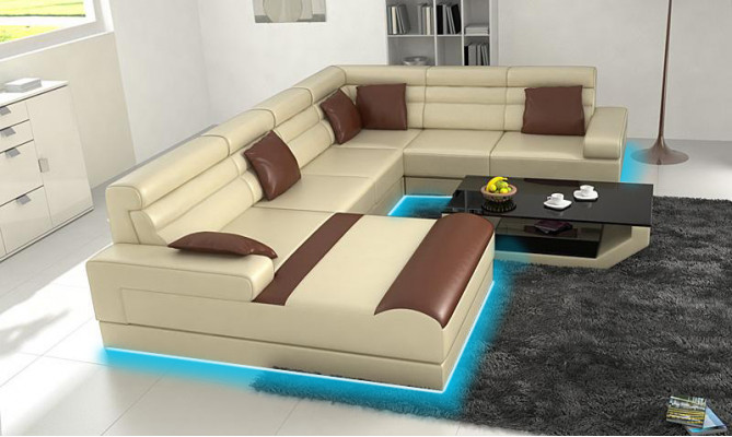 Corner sofa with USB living landscape XXL big couch upholstery set corner couches U-shaped