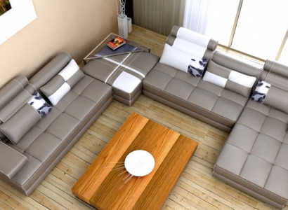 Corner sofa with USB living landscape leather sofa XXL designer sofas Wolfhagen gray