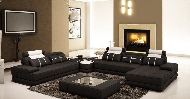 Corner sofa with USB living landscape leather sofa XXL designer sofas Wolfhagen gray