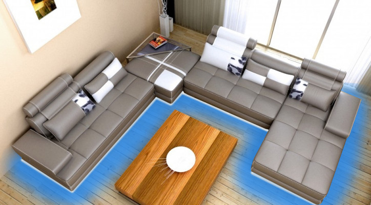 Corner sofa with USB living landscape leather sofa XXL designer sofas Wolfhagen gray