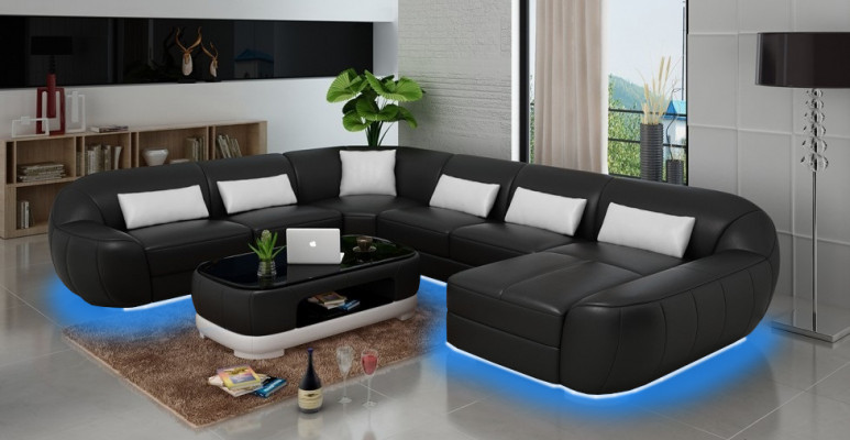 Consider the modern luxury leather U-shaped corner sofa for your living room.