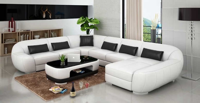 Consider the modern luxury leather U-shaped corner sofa for your living room.