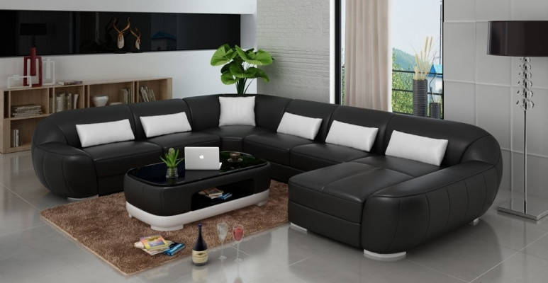 Modern leather sofa + USB, corner sofa living area seating upholstery couch set new