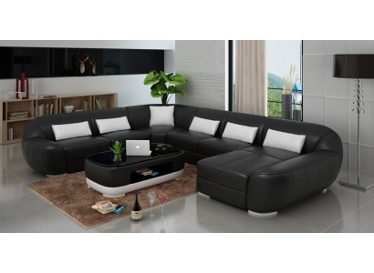 Modern leather sofa + USB, corner sofa living area seating upholstery couch set new