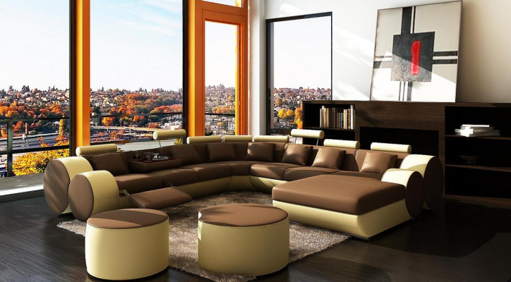 Designer leather sofa with USB XXL living area sofa upholstered corner corner sofa new sofas