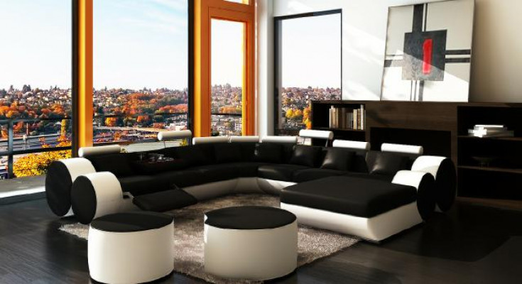 Designer leather sofa with USB XXL living area sofa upholstered corner corner sofa new sofas