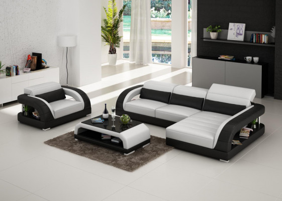 Leather sofa, couch, living landscape, corner sofa, armchair set, suite design sofa, USB, new