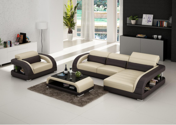 Leather sofa, couch, living landscape, corner sofa, armchair set, suite design sofa, USB, new