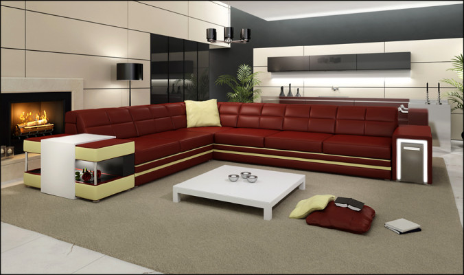Designer sofa corner sofa couch leather sofa upholstery seat corner set +light new PH3026