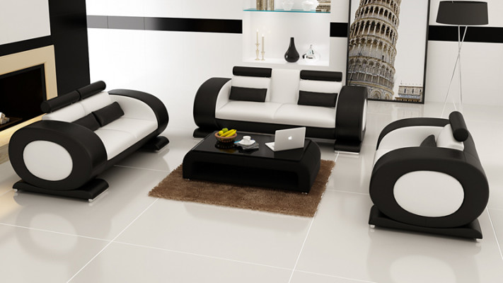 Leather sofa couch living landscape 3+2+1 seater set modern design