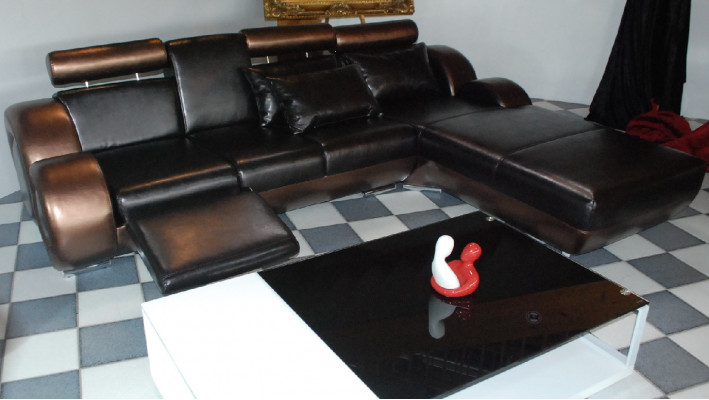 Elegant designer corner couch Berlin II leather sofa corner sofa sofa couch