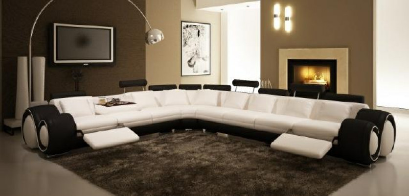 LEATHER SOFA CORNER COUCH DESIGN SOFA LEATHER COUCH CORNER SOFA LIVING AREA BLACK WHITE