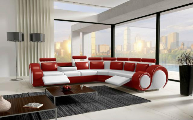 LEATHER SOFA CORNER COUCH DESIGN SOFA LEATHER COUCH CORNER SOFA LIVING AREA BLACK WHITE