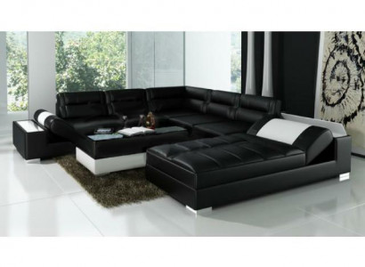 Leather sofa corner sofa + USB set upholstery U-shaped couch sofa design living landscape