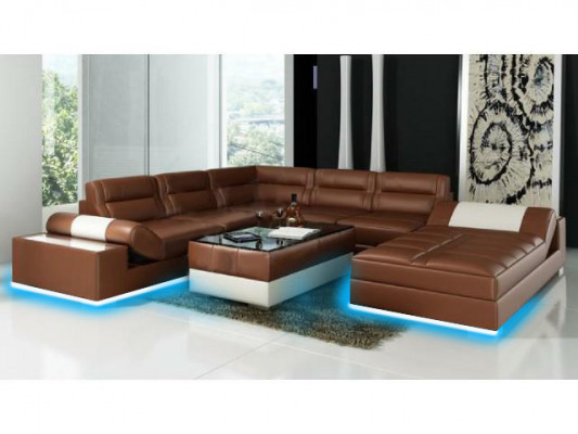 Leather sofa corner sofa + USB set upholstery U-shaped couch sofa design living landscape