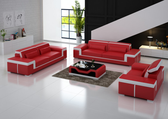 Sofa Upholstery Leather Couch Seat Complete Set Modern Suite 3+2+1 Living Landscape