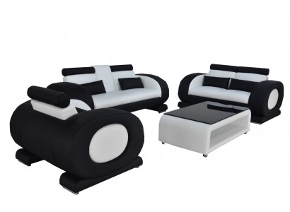 Sofa Couch Leather Seat 3+2+1 Complete Set Suite Designer Modern