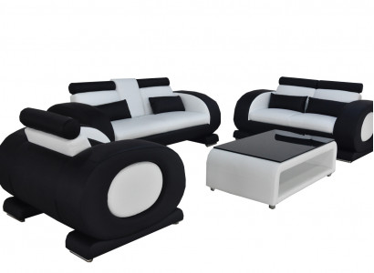 Sofa Couch Leather Seat 3+2+1 Complete Set Suite Designer Modern