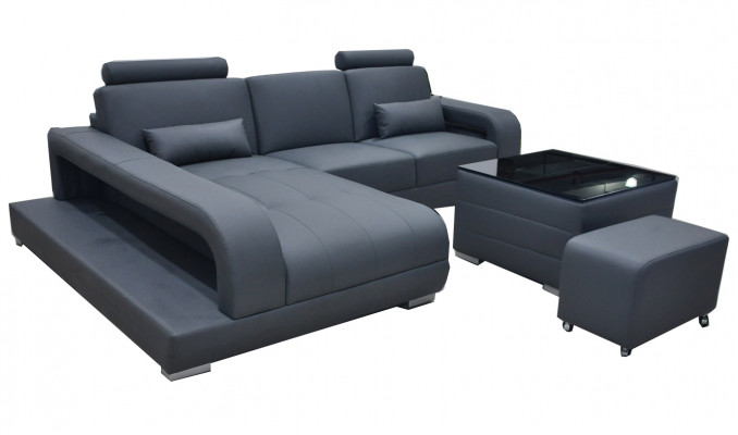 XXL Couch Corner Sofa Leather Living Landscape Suite Design Modern Sofa L-Shape + USB