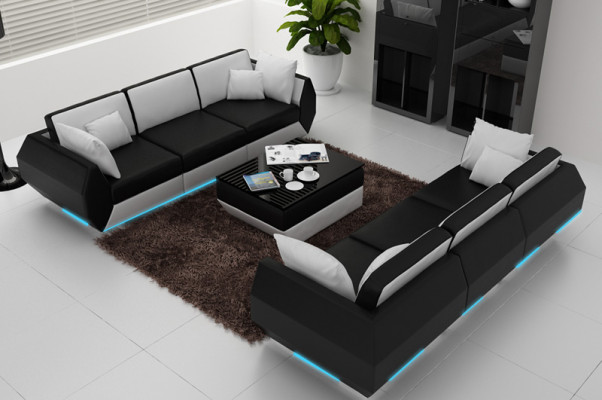 Leather Sofa Couch Sofa Set 3+3 Seater Suite Design Modern Sofa Set USB New
