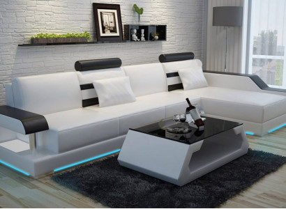 Leather sofa custom-made couch living landscape corner sofa suite design sofa USB new