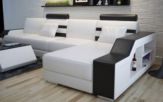 Leather sofa custom-made couch living landscape corner sofa suite design sofa USB new