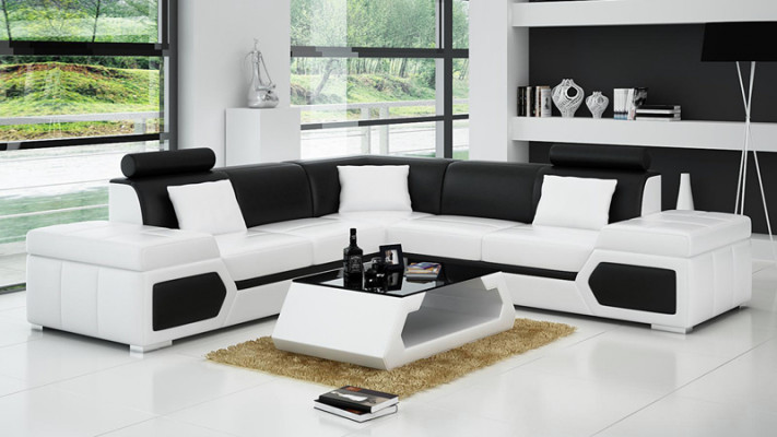 Leather sofa L-shape couch living area corner sofa set design modern sofa + USB
